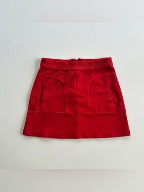Maeve Novato Anthropologie Bright Red Knit Mini Skirt Pockets Women’s Size 8